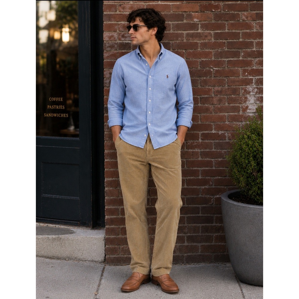 Polo Ralph Lauren Mens 48x30 Corduroy Pants Tan Brown Classic Fit Straight Leg